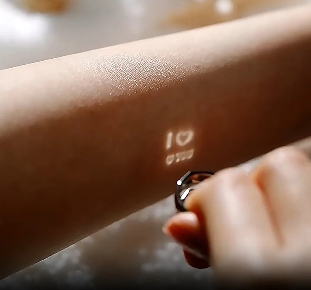 Hidden Message Couple Rings - I ❤ You Silver Band with Secret Hidden Projection