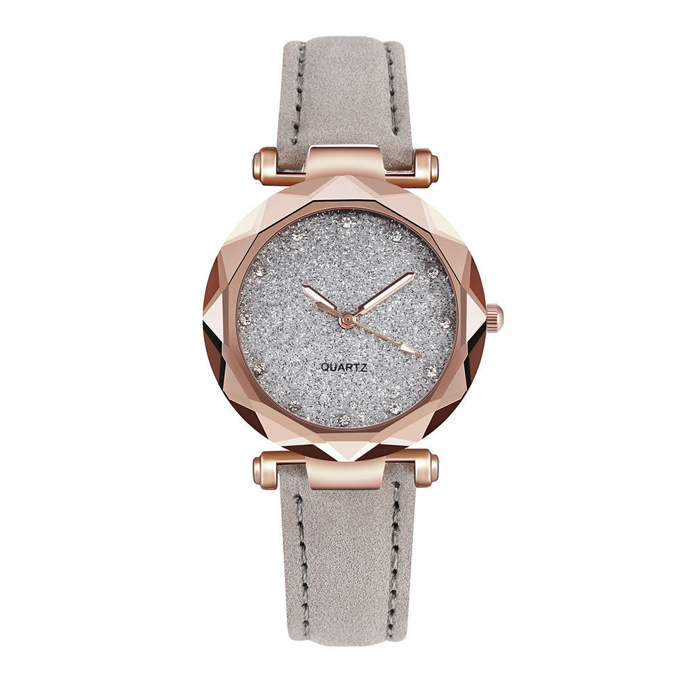 Elegant Rose Gold Watch - Scalloped Edge Watch with Embossed Dial and Leather Band (8 Colors)
