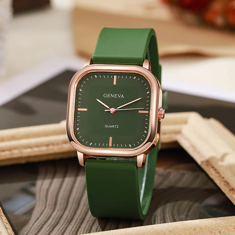 Square Watch - Rose Gold Case Watch with Leather Strap (4 Colors)