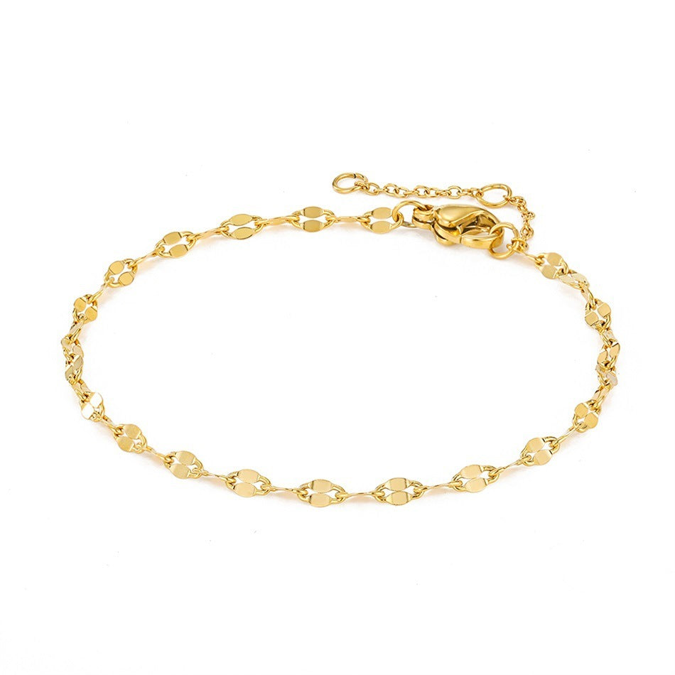 Dainty Twisted Chain Anklet - Minimalist Geometric Link Anklet in 14K Gold or Silver