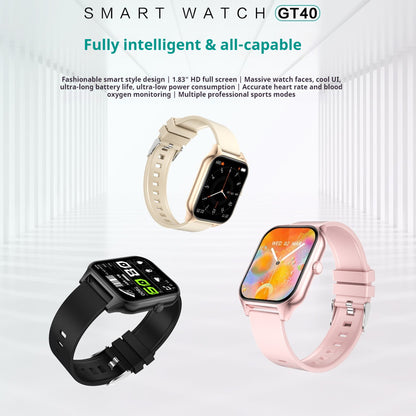 GT40 Smartwatch - Full Screen Fitness Tracker with HR Monitor and Multiple Sport Modes (4 Colors)