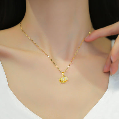 Delicate Shell Necklace - Dainty Gold Chain Necklace with Shell Pendant Accent