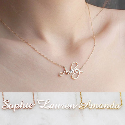 Custom Name Necklace - Personalized Script Nameplate in Gold, Silver or Rose Gold