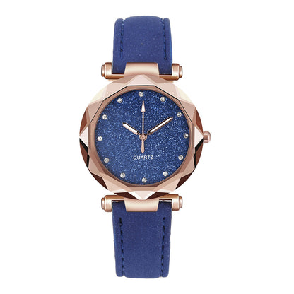 Elegant Rose Gold Watch - Scalloped Edge Watch with Embossed Dial and Leather Band (8 Colors)
