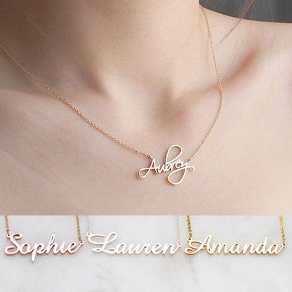 Custom Name Necklace - Personalized Script Nameplate in Gold, Silver or Rose Gold