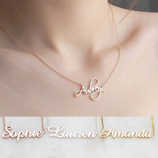 Custom Name Necklace - Personalized Script Nameplate in Gold, Silver or Rose Gold