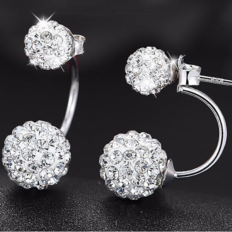 Double Sided Crystal Ball Earrings - Front Back Stud Set