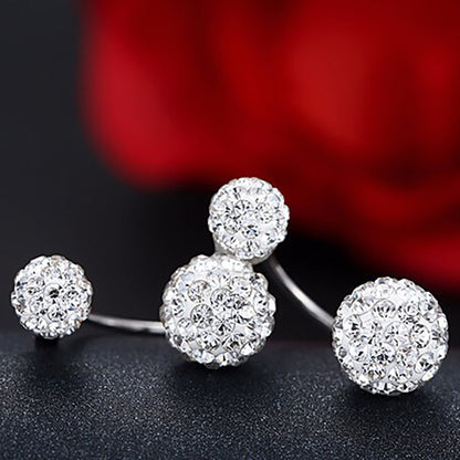 Double Sided Crystal Ball Earrings - Front Back Stud Set