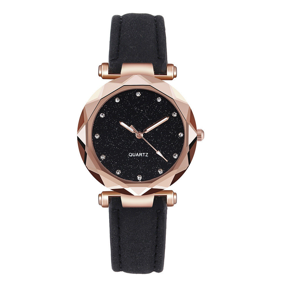Elegant Rose Gold Watch - Scalloped Edge Watch with Embossed Dial and Leather Band (8 Colors)