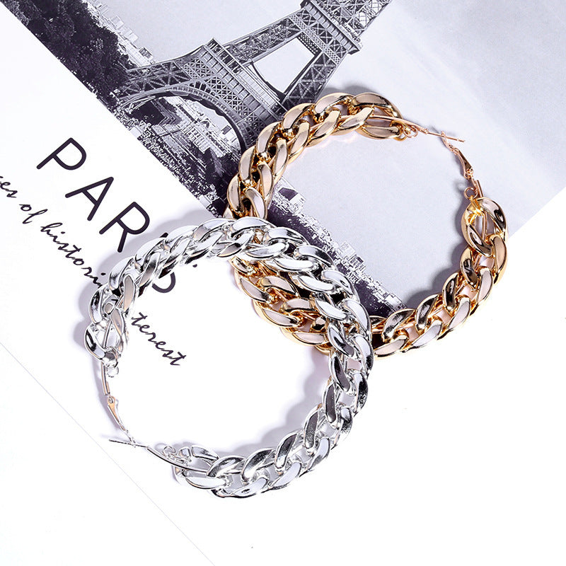 Chunky Chain Link Bracelet - Thick Curb Chain Bangle in Gold or Silver