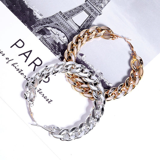 Chunky Chain Link Bracelet - Thick Curb Chain Bangle in Gold or Silver