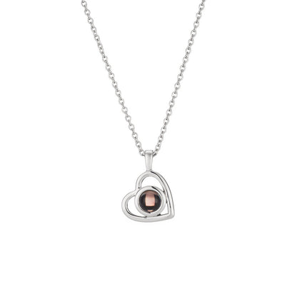 Custom Photo Projection Necklace - Hidden Picture Heart Pendant in Sterling Silver