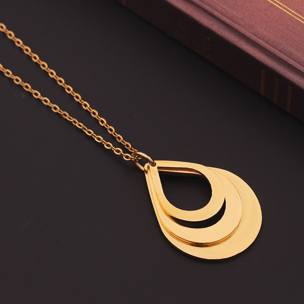 Custom Family Necklace - Personalized Layered Teardrop Pendant with Names and Heart (2-3 Names)