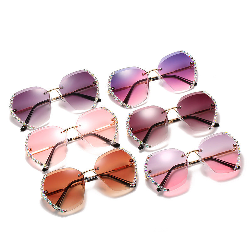 Crystal Embellished Sunglasses - Vintage Sunglasses with Rhinestone Chain Detail