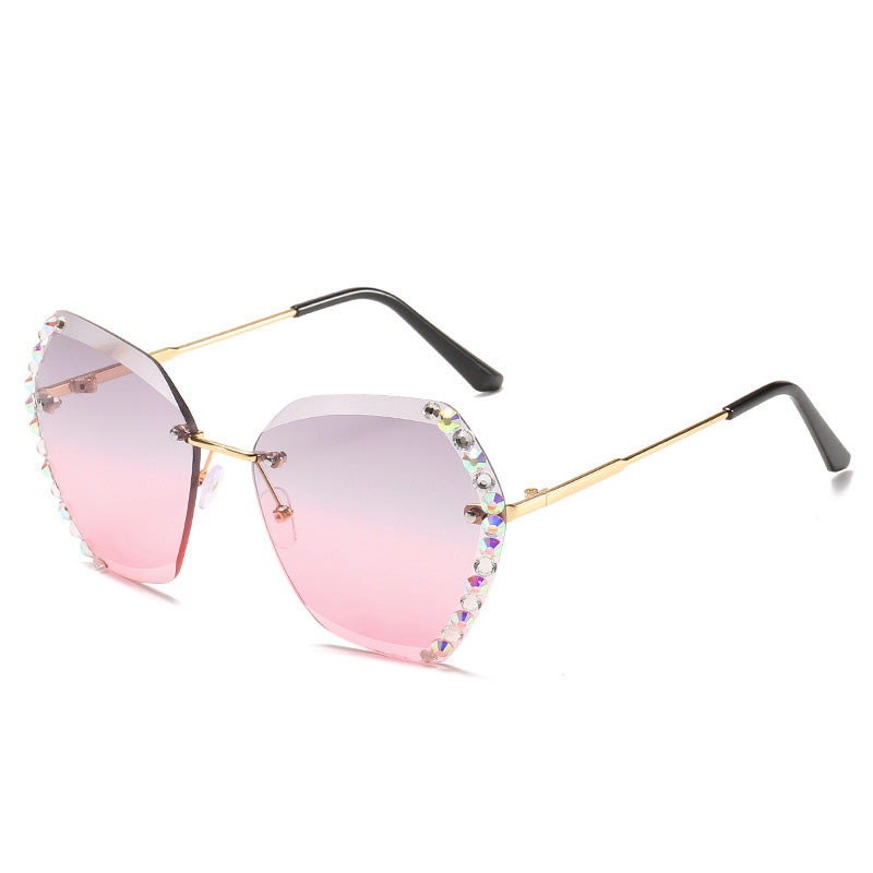 Crystal Embellished Sunglasses - Vintage Sunglasses with Rhinestone Chain Detail
