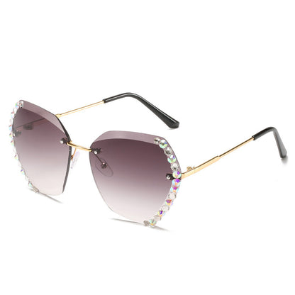 Crystal Embellished Sunglasses - Vintage Sunglasses with Rhinestone Chain Detail