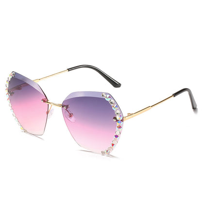 Crystal Embellished Sunglasses - Vintage Sunglasses with Rhinestone Chain Detail