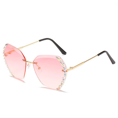Crystal Embellished Sunglasses - Vintage Sunglasses with Rhinestone Chain Detail