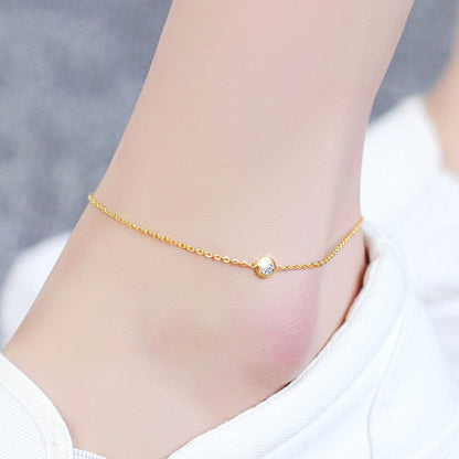 Dainty Crystal Anklet - Minimalist Single Stone Chain Anklet