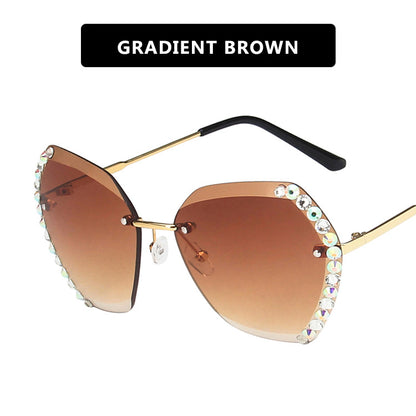Crystal Embellished Sunglasses - Vintage Sunglasses with Rhinestone Chain Detail