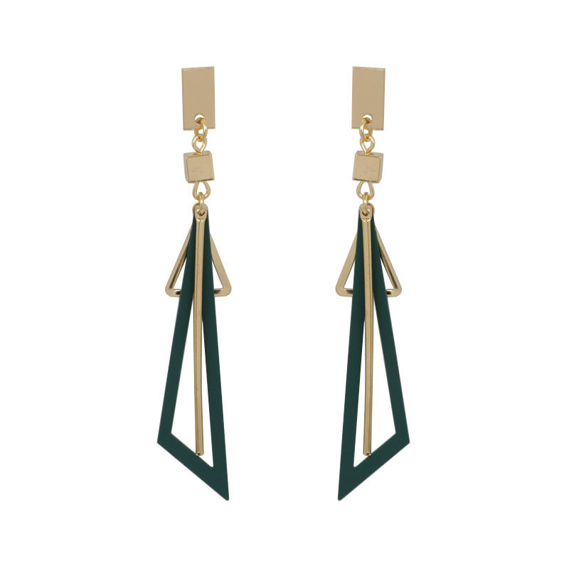 Geometric Triangle Drop Earrings - Two Tone Statement Dangles