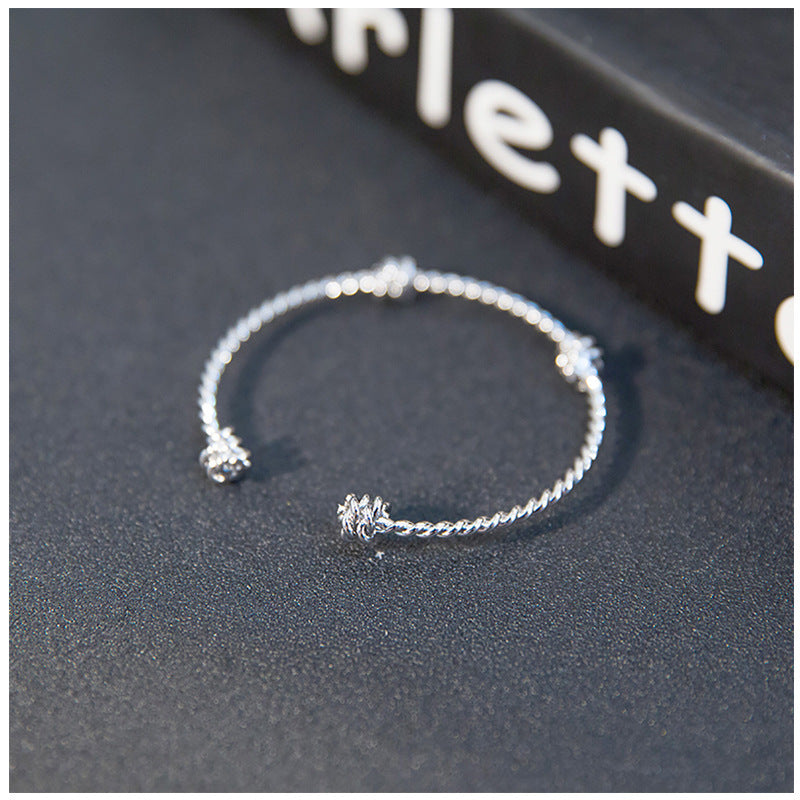 Love Knot Cuff Bracelet - Twisted Rope Bangle with Triple Knot Detail