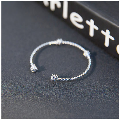 Love Knot Cuff Bracelet - Twisted Rope Bangle with Triple Knot Detail