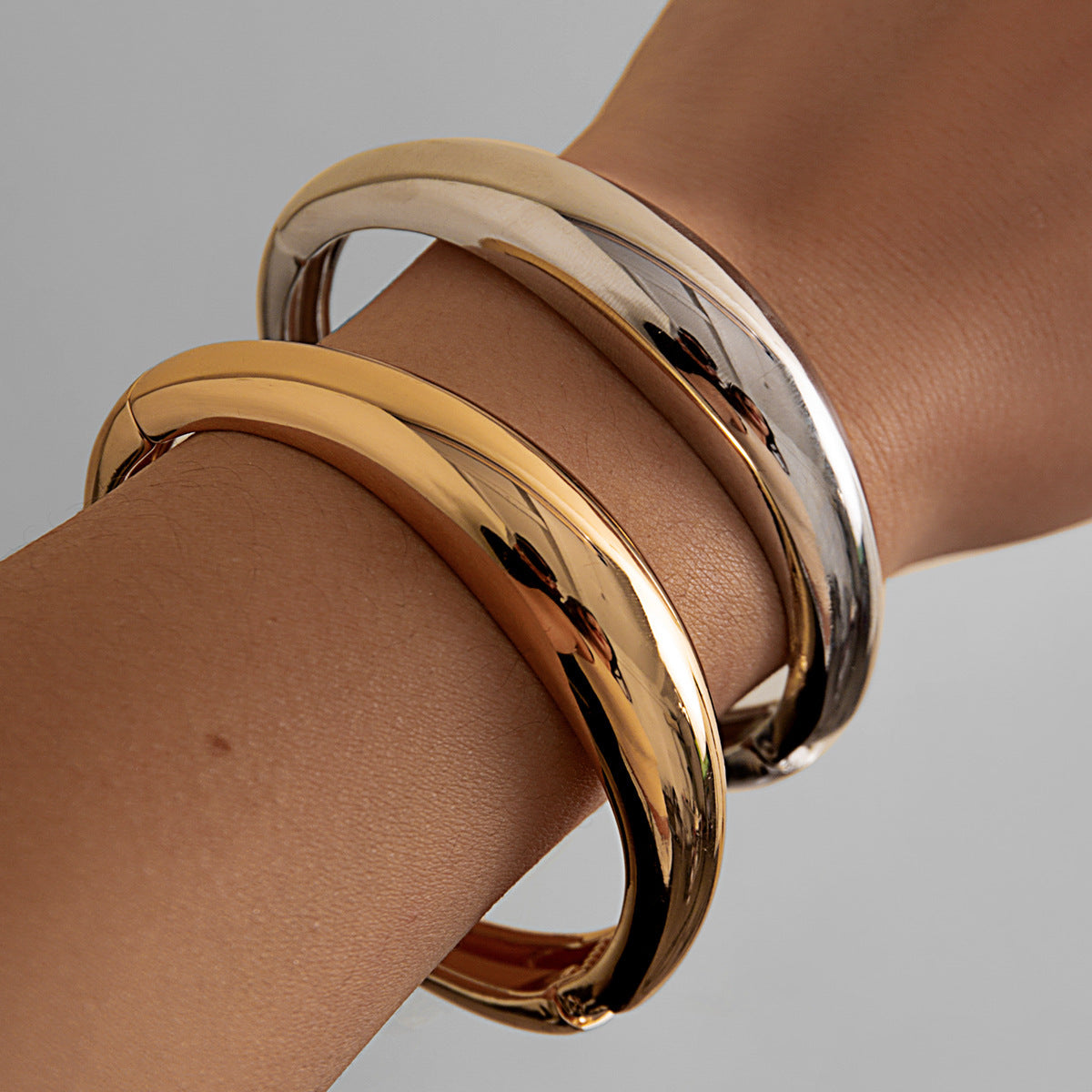Chunky Cuff Bracelet Set - Wide Statement Bangle Trio