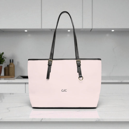 Pink Branded Leather Shoulder Tote — Chic Everyday Handbag