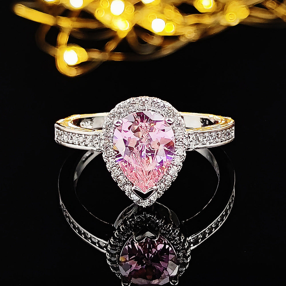 Crystal Halo Ring - Multiple Cut Options with White or Pink Center Stone