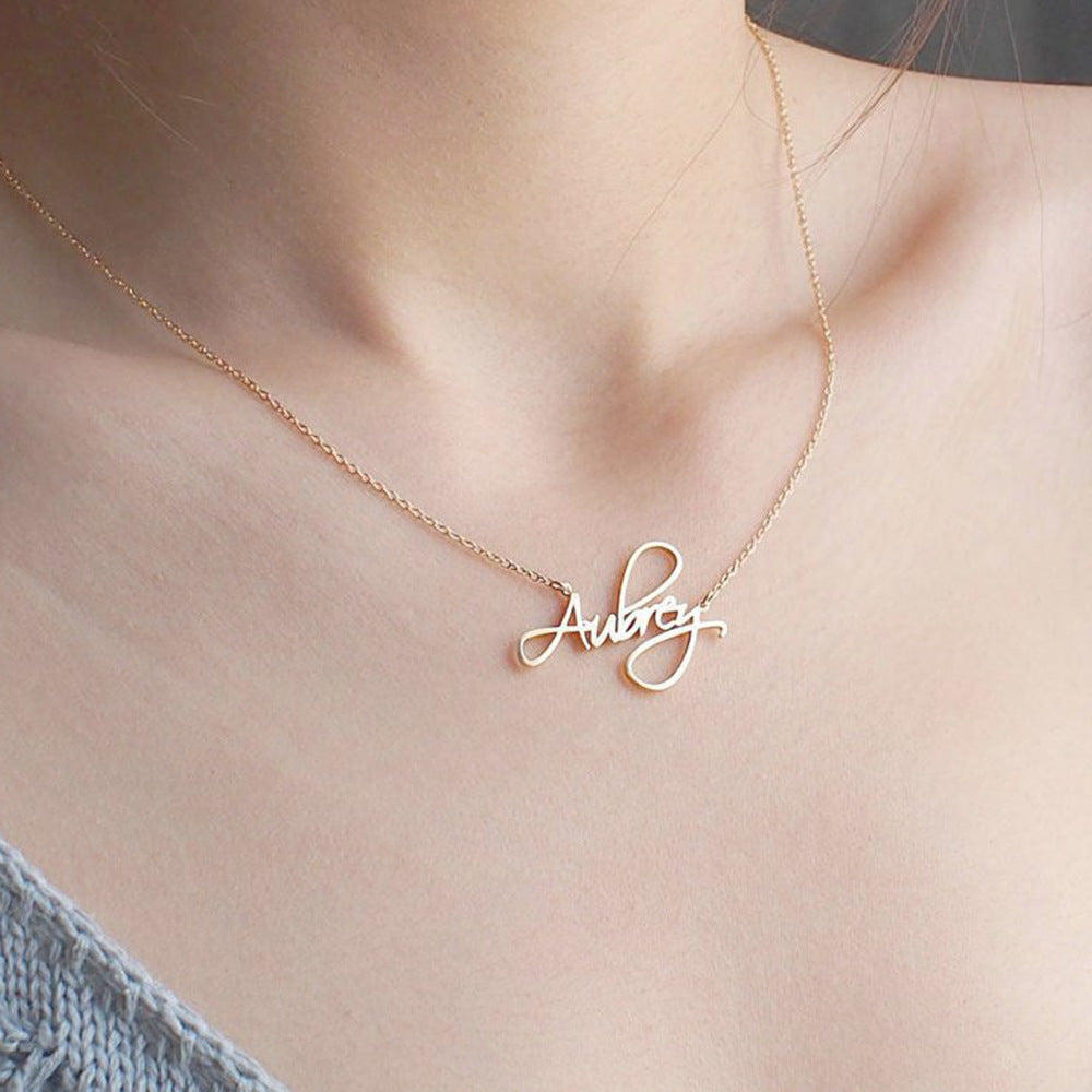 Custom Name Necklace - Personalized Script Nameplate in Gold, Silver or Rose Gold