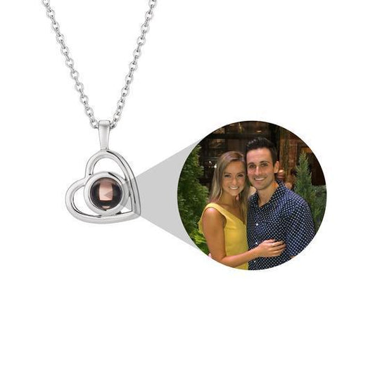 Custom Photo Projection Necklace - Hidden Picture Heart Pendant in Sterling Silver