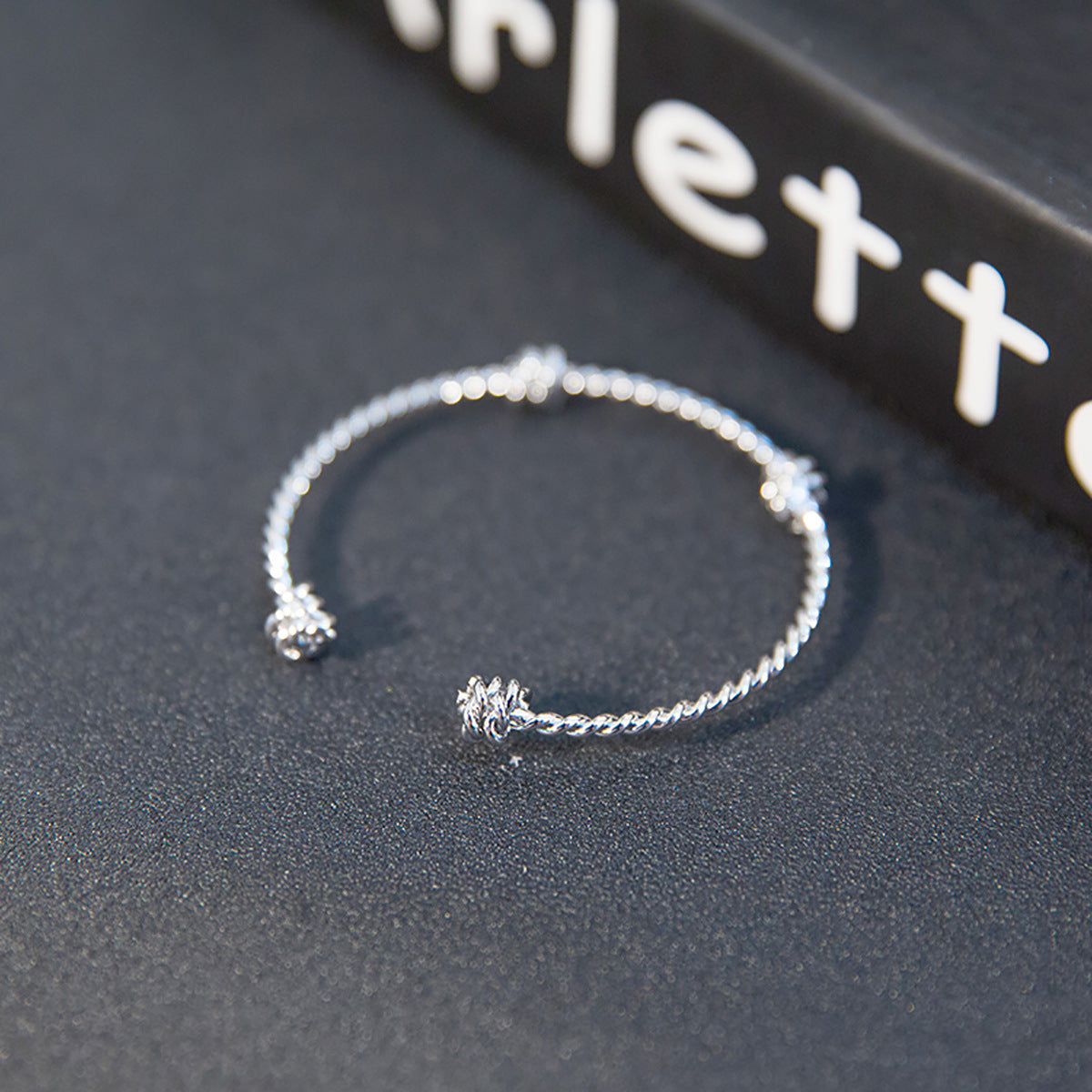 Love Knot Cuff Bracelet - Twisted Rope Bangle with Triple Knot Detail