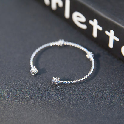 Love Knot Cuff Bracelet - Twisted Rope Bangle with Triple Knot Detail