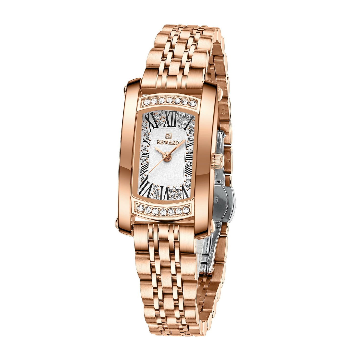 Crystal Rectangle Watch - Elegant Women's Watch with Crystal Bezel and Metal Bracelet (4 Colors)