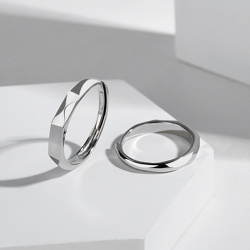 Hidden Message Couple Rings - I ❤ You Silver Band with Secret Hidden Projection