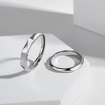 Hidden Message Couple Rings - I ❤ You Silver Band with Secret Hidden Projection