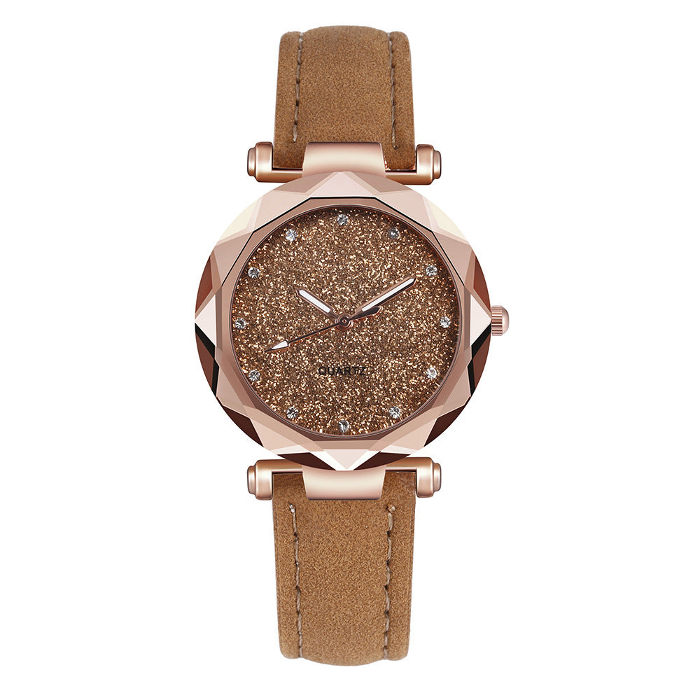Elegant Rose Gold Watch - Scalloped Edge Watch with Embossed Dial and Leather Band (8 Colors)