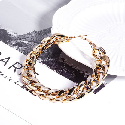 Chunky Chain Link Bracelet - Thick Curb Chain Bangle in Gold or Silver