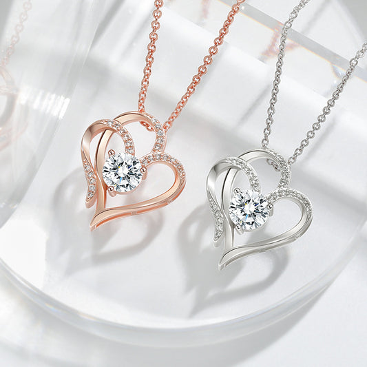 Infinity Heart Necklace - Heart Pendant in Rose Gold or Silver
