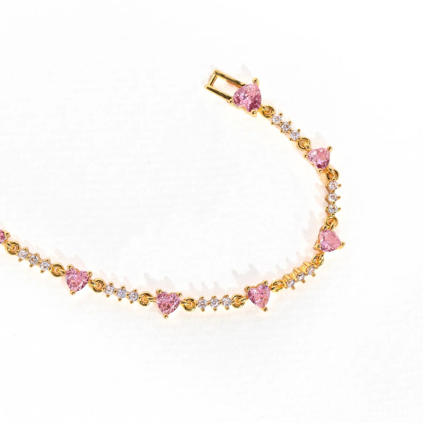 Delicate Crystal Bracelet - Thin Chain Bracelet with Pink Crystal Accents (5 Styles)