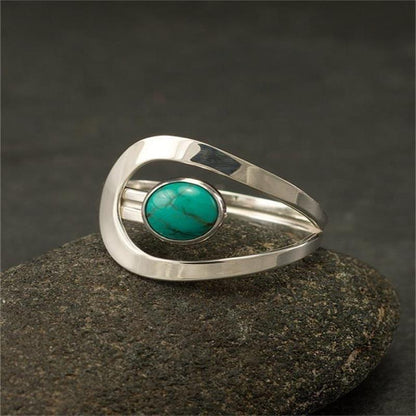 Turquoise Teardrop Ring - Silver Boho Stone Ring