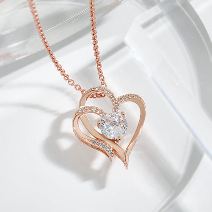 Infinity Heart Necklace - Heart Pendant in Rose Gold or Silver
