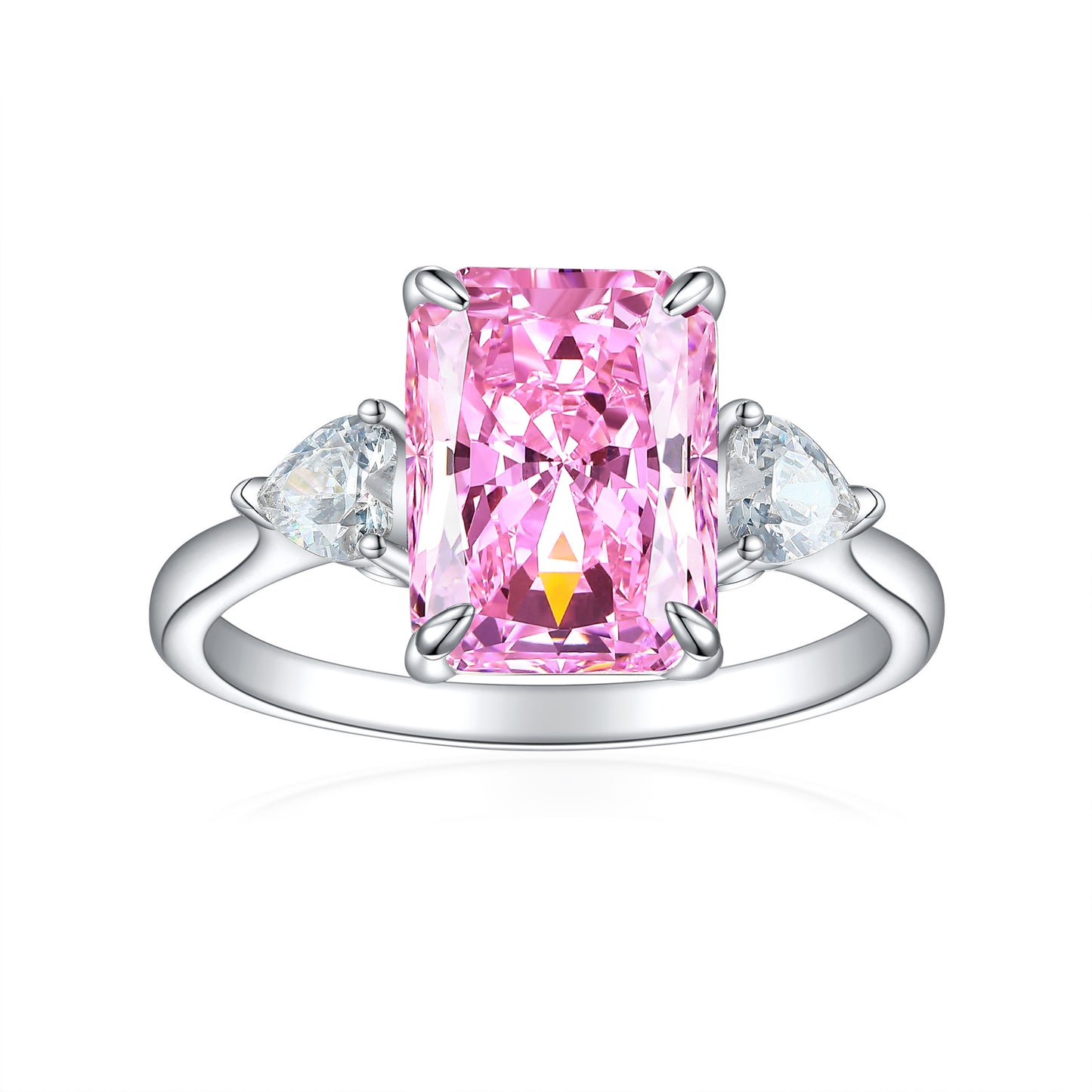 Colorful Crystal Cocktail Ring - Sterling Silver Ring with Large Emerald Cut Stone