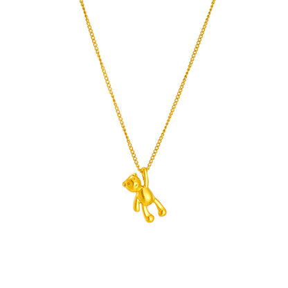 Gold Bear Pendant Necklace - Titanium Steel Teddy Bear Charm Necklace