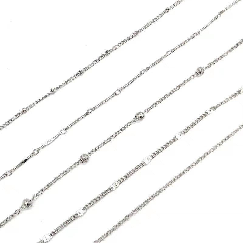 5-Piece Layered Anklet Set - Multi-Chain Stack in Gold, Silver or White Gold