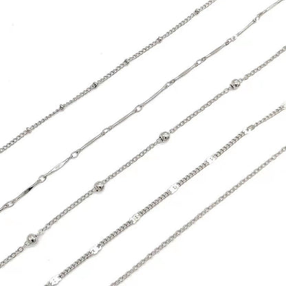 5-Piece Layered Anklet Set - Multi-Chain Stack in Gold, Silver or White Gold