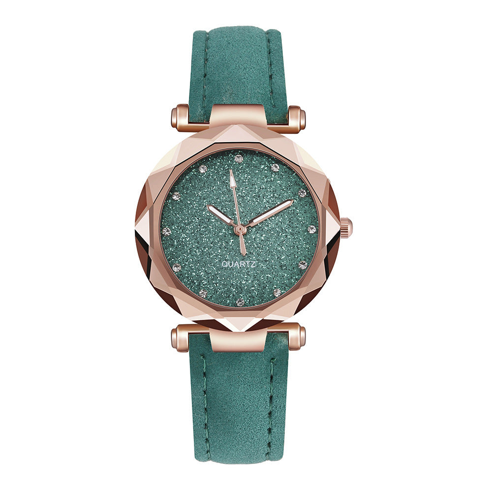 Elegant Rose Gold Watch - Scalloped Edge Watch with Embossed Dial and Leather Band (8 Colors)