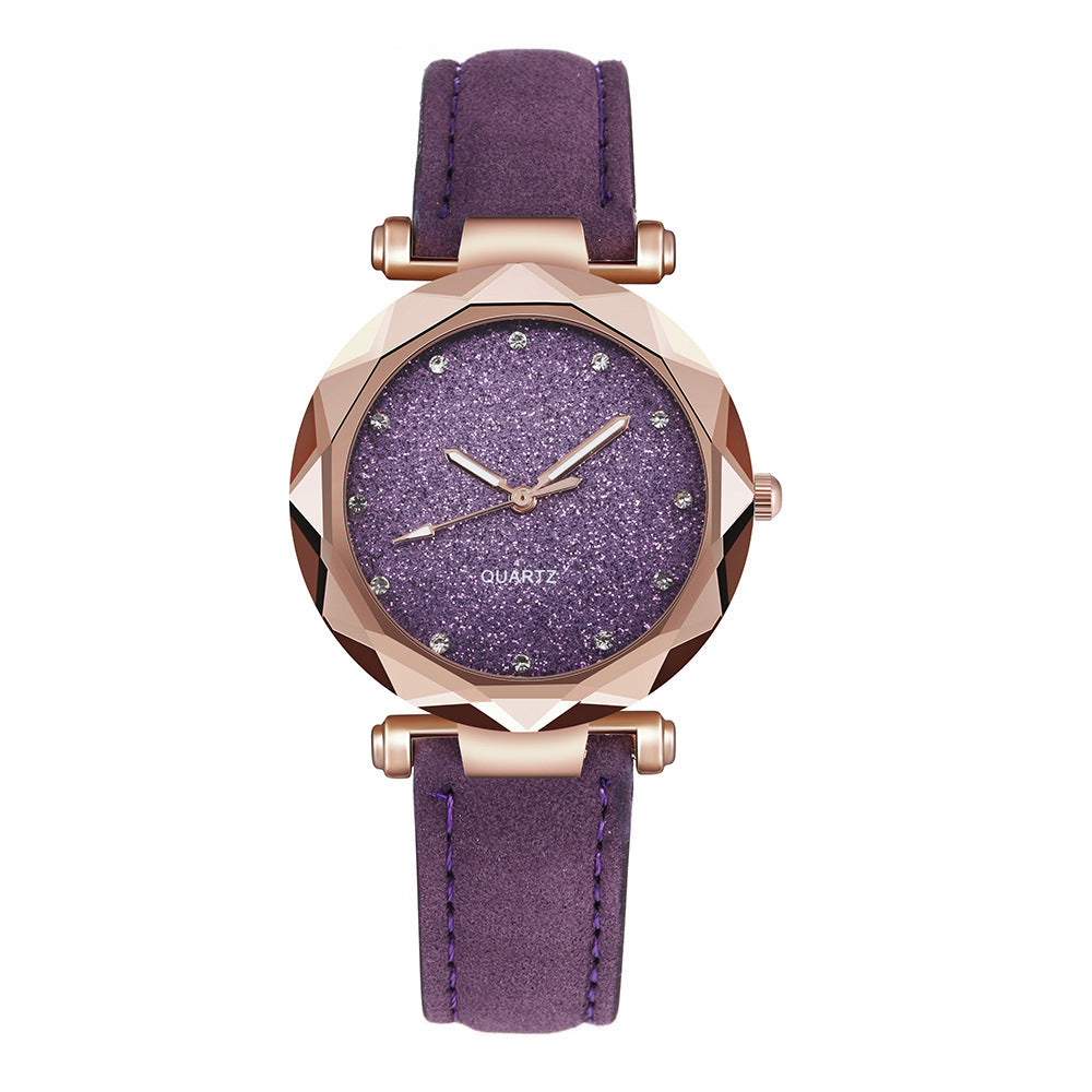 Elegant Rose Gold Watch - Scalloped Edge Watch with Embossed Dial and Leather Band (8 Colors)