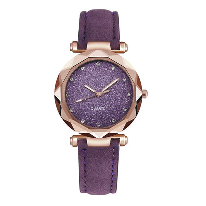 Elegant Rose Gold Watch - Scalloped Edge Watch with Embossed Dial and Leather Band (8 Colors)